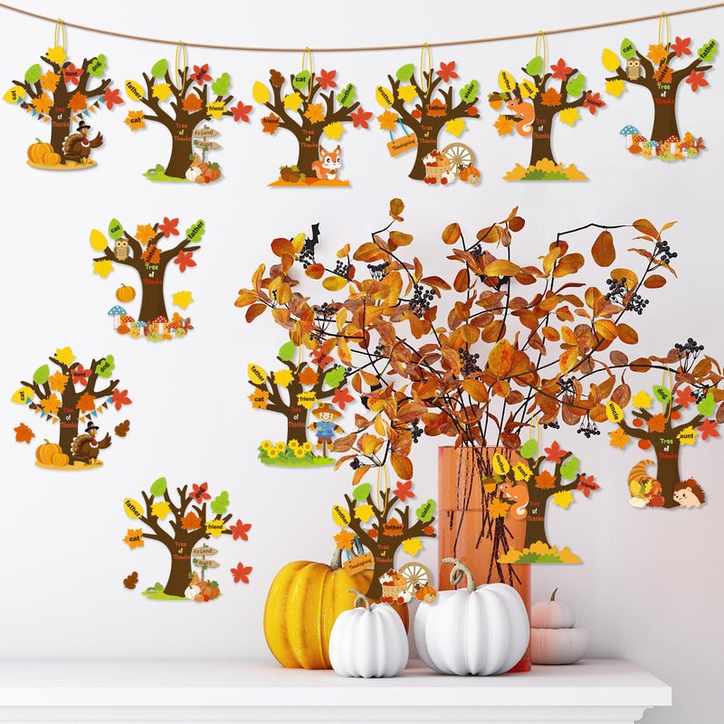 80UncleKimby 32 Pack Thanksgiving Crafts for Kids Tree of Thanks Make Your Own Thanksgiving Tree Hanging Ornament Fall Activity Autumn Party Supplies - Image 5